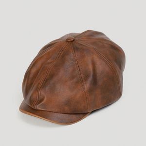 Gorra de Cuero Sintético Casual para Hombre y Mujer, Estilo Británico, Tendencia de Moda Otoño-Invierno 2025, Gorra Newsboy de 8 Paneles para Exteriores - Product Image 6