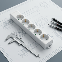 Pheiyon Prise de table DIY réutilisable sans câble à 6 prises 16A IP20 en PP pour appareils électroménagers