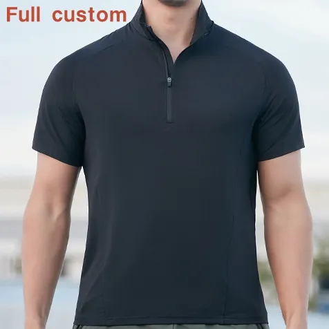 カスタムロゴジムエクササイズ半袖トップスシャツ服男性クイックドライスポーツ通気性ランニングTシャツ