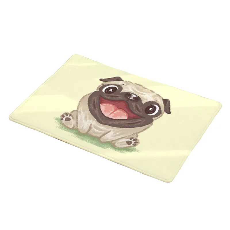 Pugs Watercolor Bath Mats Yellow Office Rugs Tongue Footprint Pipe House Warming Gifts Long Rubber Customized With Own Logo