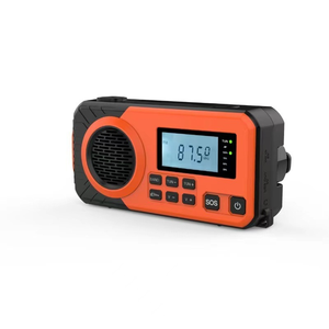 Radio AM/FM Portátil Naranja Personalizada con Manivela, Carga Solar, Pantalla LCD, Linterna Integrada, Banco de Energía y Alarma para Camping - Product Image 4