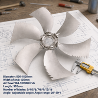 Ventilateur de refroidissement axial à impulsion unique en alliage d'aluminium à 6 pales, à lame courbée, haute résistance, haute température, robuste