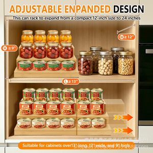 ชั้นวางอาหารกระป๋องไม้ไผ่แข็งแรง 3 ชั้น สำหรับจัดระเบียบเคาน์เตอร์ครัว - Product Image 3