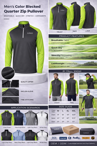 Fabricantes de Ropa Personalizada, Sudadera Deportiva Ligera con Cierre de Cremallera, Estilo Color Block para Golf - Product Image 2