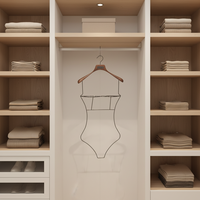 Cintre en bois écologique avec structure métallique robuste, simple niveau, pour maillots de bain, sous-vêtements, vêtements de sport et rangement de literie