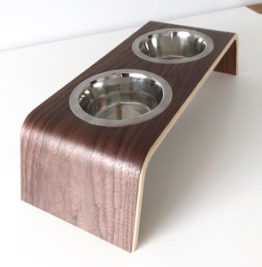 Estación de Comida y Agua para Mascotas de Madera de Roble Curvada de Alta Calidad, Soporte Elevado Resistente con Dos Tazones para Perros y Gatos, Venta al Por Mayor - Product Image 4