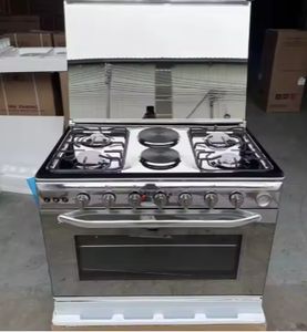 فرن منزلي متعدد الوظائف بسعة 95 لتر مع 4 مواقد غاز و2 موقد كهربائي، فرن ذكي يعمل بالغاز - Product Image 2