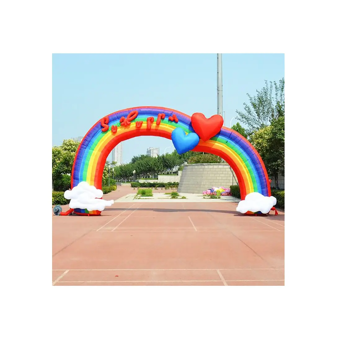 अनुकूलित स्वागत सजावट Inflatable इंद्रधनुष प्रवेश द्वार कट्टर झटका अप विज्ञापन के लिए Inflatable शादी फूल कट्टर