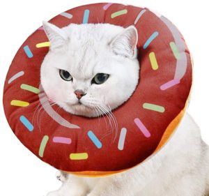 Amazon Customized Core Protective Cone Soft Cotton Recovery Pets Cat E-Collar Elizabethan Inflatable Collar for Dogs and Cats