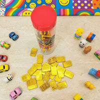SuperLoves Bonbons créatifs en forme de lingot d'or, chocolat amusant pour enfants, cadeau, 100 pièces en pot, vente en gros, export