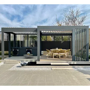 2024 Hot Sale 5x3 Aluminum Bioclimatic Sun Shade Pergola Patio Cover Garden Gazebo Pavilion Outdoor Furniture Louvered Pergola