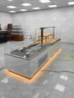 Vitrine de boulangerie LED directe usine avec verre trempé et cadre en marbre, présentoirs personnalisés pour gâteaux et pains