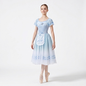 ชุดบัลเลต์สไตล์ชาวนาแบบมืออาชีพ ยี่ห้อ Giselle Romantic Tutu Lace Apron สำหรับการแสดงบัลเลต์ Copelia บนเวที - Product Image 3