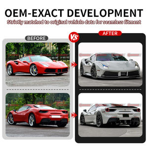 Kit carrosserie en fibre de carbone sèche Vors Style pour Ferrari 488, lèvre avant, jupes latérales, canards arrière, aileron arrière, kit carrosserie - Product Image 2