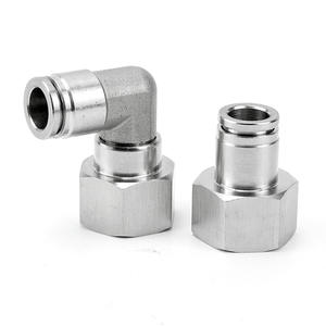 Raccord pneumatique rapide en acier inoxydable 304, raccord de tuyau d'air droit, PCF8-02, filetage interne, coude, pièces pneumatiques de haute qualité - Product Image 1