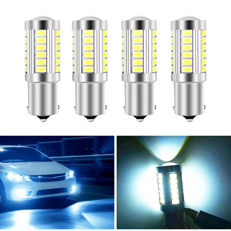 4 pcs Car LED Bulbs Turn Signal Light 12V 33SMD 5630 White car led reverse parking light