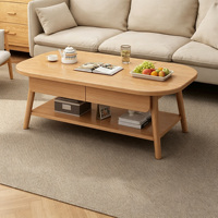 Nouvelle table basse latérale style rondin 2026, avec tiroir et pieds en bois massif, table à thé minimaliste pour petit salon