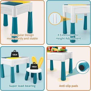 Table d'activités pour enfants 6-en-1, table et chaise avec boîte de rangement, circuit de billes en plastique et blocs de construction pour les tout-petits de 4 <span class=keywords><strong>à</strong></span> 6 ans - Product Image 6