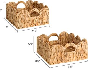 Paquete de 2 Cestas de Almacenamiento para Cocina, Tejidas a Mano, de Mimbre, Ratán, con Borde Festoneado, Jacinto de Agua, Asas de PP, para Baño, Sala de Estar - Product Image 2
