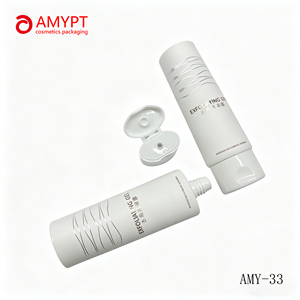 Tube PE blanc personnalisable à couvercle rabattable, diamètre 35 mm, surface givrée, impression sérigraphique, contenant pour crème pour le visage, soin du visage - Product Image 4