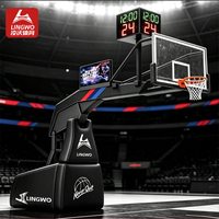 Support de basket-ball robuste à système mécanique non hydraulique, pliable, avec chronomètre de 24 secondes pour gymnase