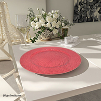 Assiette de présentation ronde classique de 13 pouces en plastique avec motif végétal, couleur personnalisée peinte à la main pour mariages et fêtes
