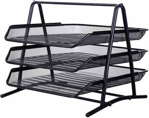 Office Supplies 3 Tier Tray Metal Mesh Document Rack <b>File</b> Holder Letter Tray - Product Image 2