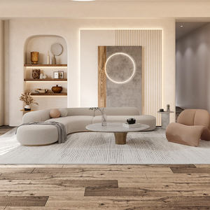 Divano color crema di lusso leggero stile italiano curvo angolo irregolare Wabi-Sabi per casa di grandi dimensioni - Product Image 4