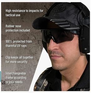 Gafas Tácticas Usa Mairun Modelo USA 823 con 3 Lentes Intercambiables, Gafas de Tiro Unisex para Exteriores, Resistentes al Agua, Deportivas - Product Image 6