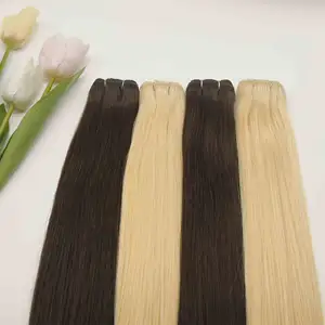 Fasimei harga grosir kualitas tinggi kutikula rambut selaras tiga kepala rambut kain mesin pakan ekstensi rambut manusia