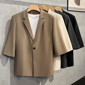 <span class=keywords><strong>Blazer</strong></span> <span class=keywords><strong>Oversize</strong></span> Fit e maniche corte che cadono sotto il gomito con tasche sui fianchi Button up <span class=keywords><strong>blazer</strong></span> da <span class=keywords><strong>uomo</strong></span> - Product Image 6