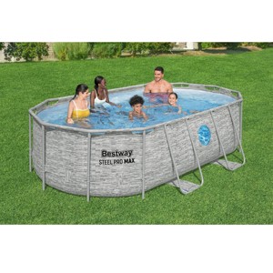 Bestway 56714/56715/56715e thép Pro Max splashview trên mặt đất hồ bơi thiết lập hình bầu dục 4.27 m x 2.50 m x 1.00 m piscina - Product Image 1
