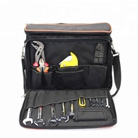 Sac de kit d'outils de stockage étanche professionnel d'ordinateur entièrement étendu noir avec ceinture d'épaule