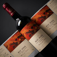 Etiquetas de Lujo para Botellas de Vino - Pegatinas Impermeables de Papel Texturizado con Estampado en Lámina Dorada para Botellas de Champán y Vino Tinto