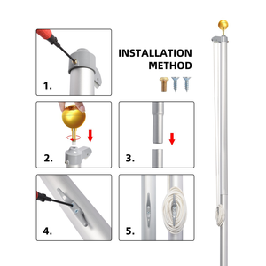 25ft telescoping cờ cực kit, ngoài trời telescoping nhiệm vụ nặng nề inground nhôm có thể điều chỉnh kính thiên văn Cột cờ Kit - Product Image 4