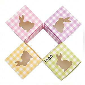 Colorful <b>Easter</b> Plaid Recycled Materials Flat Candy Treat Paper <b>Box</b> Window Magnetic Closure Cute Bunny <b>Easter</b> Cookie Snacks <b>Gift</b> - Product Image 2