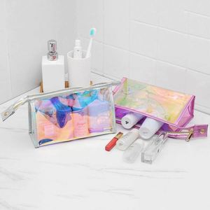 Bolsa de Cosméticos Transparente con Logotipo Impreso Personalizado, Bolsa Organizadora de Maquillaje de PVC Holográfico Impermeable - Product Image 4