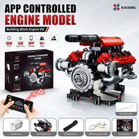 Juego de Bloques de Construcción de Motor 488.V8, Plástico ABS, Modelo Eléctrico MOC, Juguetes para Niños de 5 a 7 Años, Regalo Unisex, Personalizable, Decoración para el Hogar