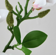 Tanaman Magnolia Buatan dalam Pot, Bunga Magnolia Palsu Bonsai dengan Pot Putih untuk Dekorasi Meja Rumah
