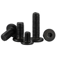 Vis à tête plate ultra-mince à profil bas en acier inoxydable 304 noir, à six pans creux, M2 M2.5 M3 M4 M5 M6 M8 M10 M12