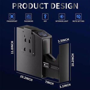 Nightstand Quick Access Hangun Safe con caja de seguridad para pistola de puerta corredera automática, pistola biométrica montada segura para pistola, - Product Image 4