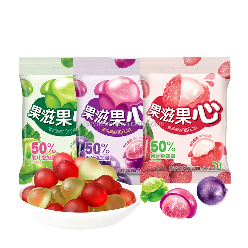 70g Halal mini assorted fruit flavour Casings Peeling Jelly soft gummy candy