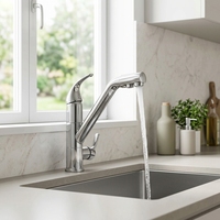 Robinet de cuisine à double sortie en laiton plaqué alliage de zinc avec filtre à eau, robinet d'évier de cuisine pour eau froide et chaude