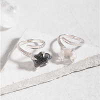 Vianrla S925 argent Sterling pierre naturelle argent ouvert réglable Tik tok bague bijoux pour Logo gratuit