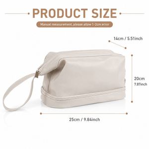 Pochette cosmétique personnalisée pour femmes, sac de rangement pour maquillage de voyage avec porte-pinceaux, pochette de rangement pour articles de toilette, logo personnalisé, vente en gros - Product Image 2