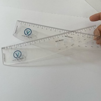 Règle flexible en PVC transparent avec impression de logo, échelle de mesure incurvée, papeterie de bureau promotionnelle, cadeau scolaire