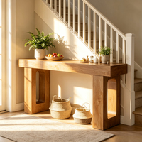 Table console rustique en bois massif avec pieds creux, table d'entrée, table de couloir, table de canapé en bois pour hall d'entrée, salon, mobilier de maison