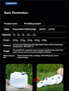 Combien de tailles de réservoirs d'eau pliables 3L/5L/10L/15L avec robinet de qualité alimentaire portables conviennent aux véhicules d'extérieur - Product Image 6