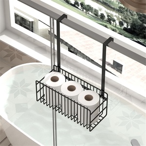 Double Tier Modern <b>Wall</b>-Mounted Stainless Steel Waterproof Bathroom Shower Rack with <b>Hanging</b> Basket for Towel <b>Storage</b> - Product Image 6