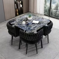 GEDO Nouvelle conception de luxe, ensemble de table à manger carrée en céramique microcristalline, ensemble de 4 chaises, tables et chaises de restaurant